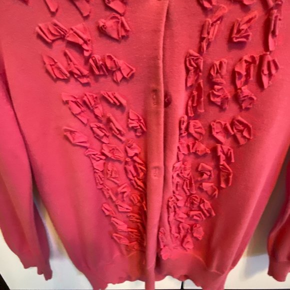 DownEast Pink Floral Applique Cardigan Sweater - Picture 13 of 14